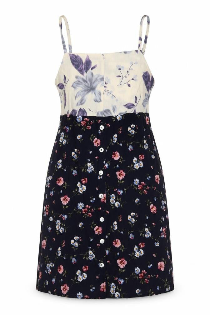 Beyond Retro Womens Multicoloured Geometric Polyester Slip Dress Size S Square Neck Button