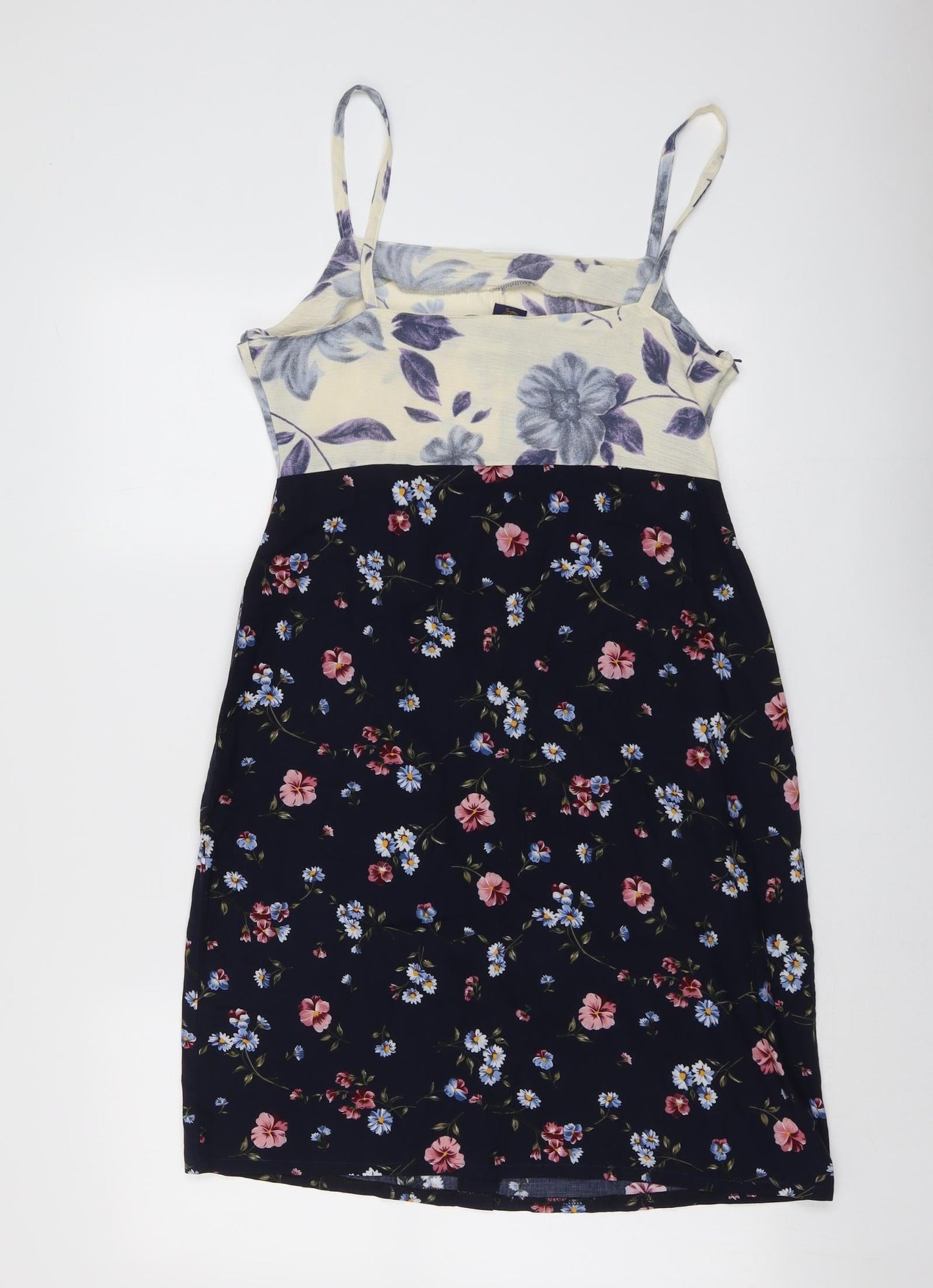 Beyond Retro Womens Multicoloured Geometric Polyester Slip Dress Size S Square Neck Button