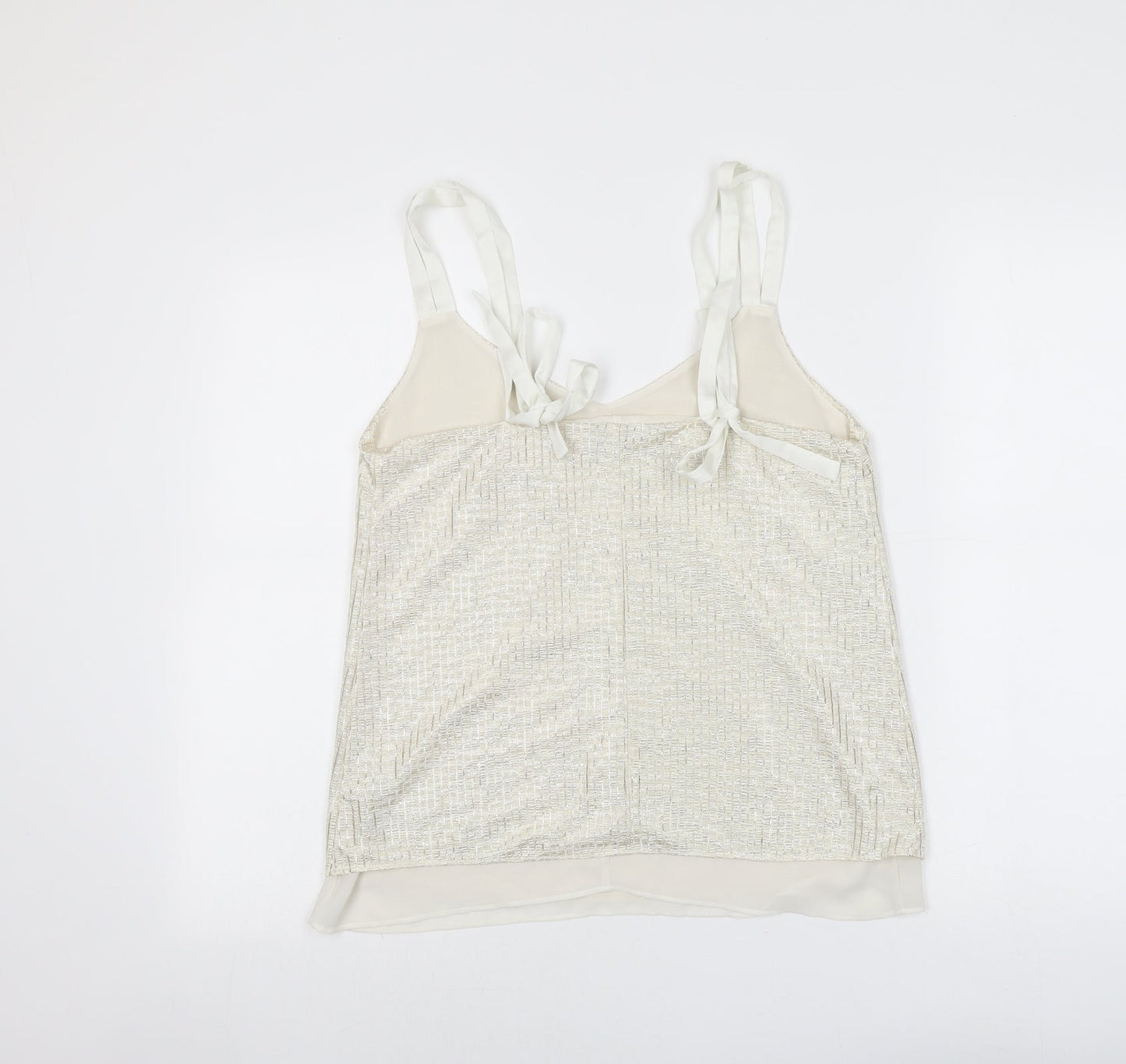 NEXT Womens Gold Striped Polyester Basic Tank Size 12 V-Neck
