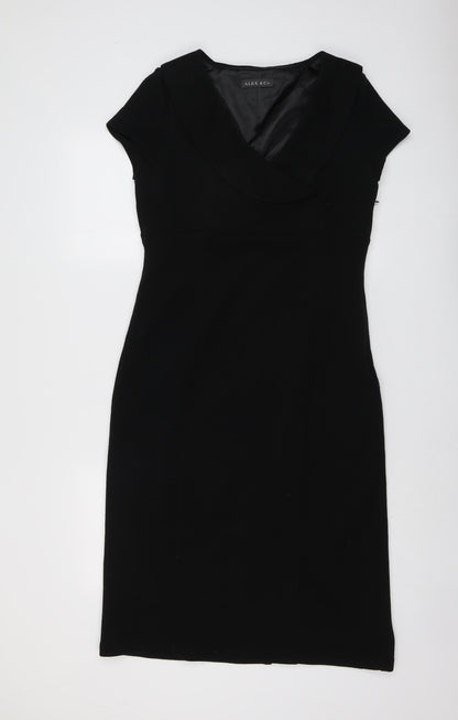 Additional front view of Alex&Co women’s black acrylic a-line, size UK 12, v-neck zip