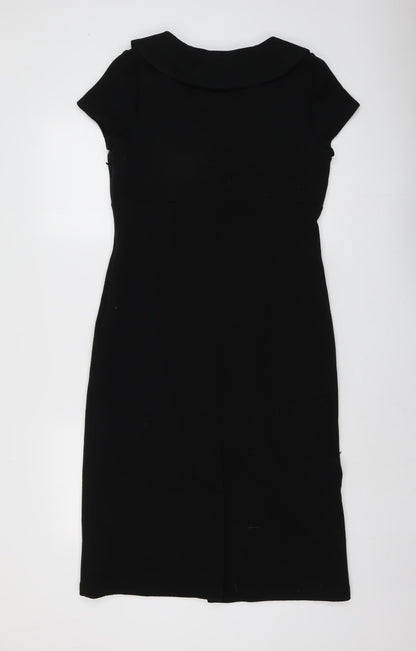 Back view of Alex&Co women’s black acrylic a-line, size UK 12, v-neck zip