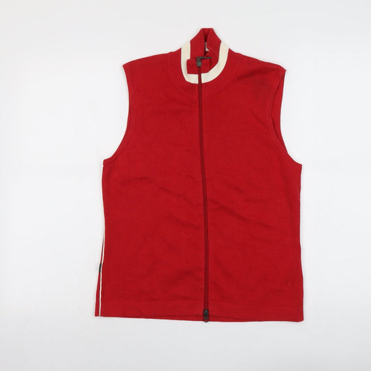 Backtee Womens Red High Neck Cotton Full Zip Jumper Size M
