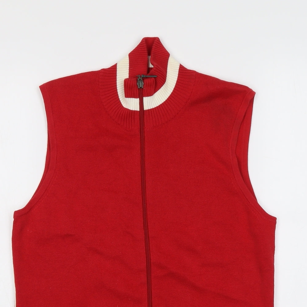 Backtee Womens Red High Neck Cotton Full Zip Jumper Size M