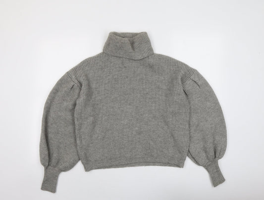 PRETTYLITTLETHING Womens Grey Roll Neck Acrylic Pullover Jumper Size S