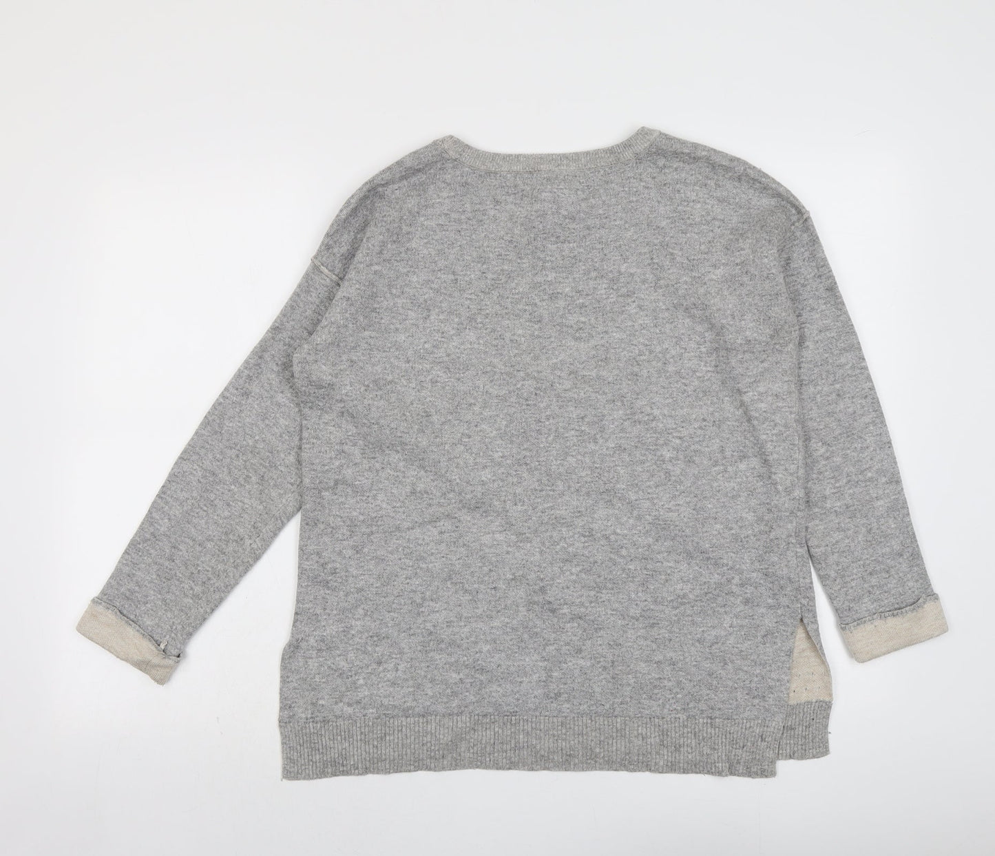 Monsoon Womens Grey Round Neck Nylon Pullover Jumper Size M