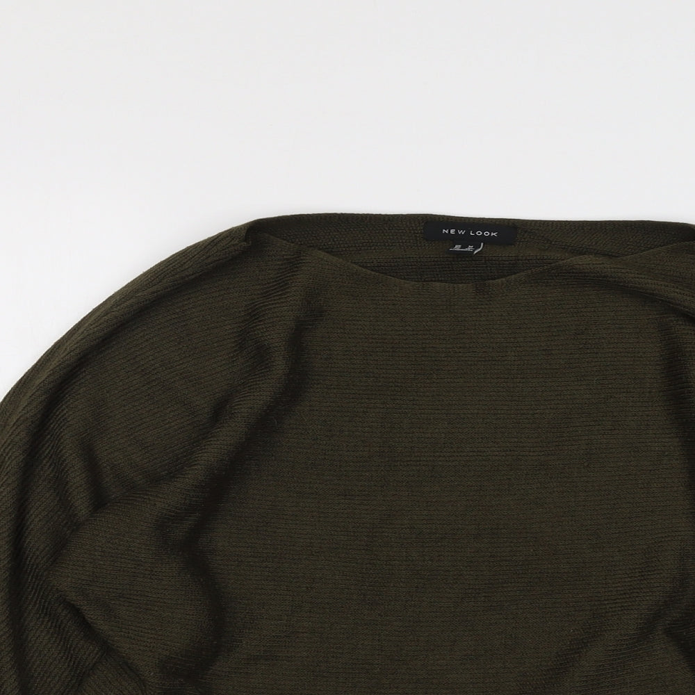 New Look Womens Green Boat Neck Acrylic Pullover Jumper Size M