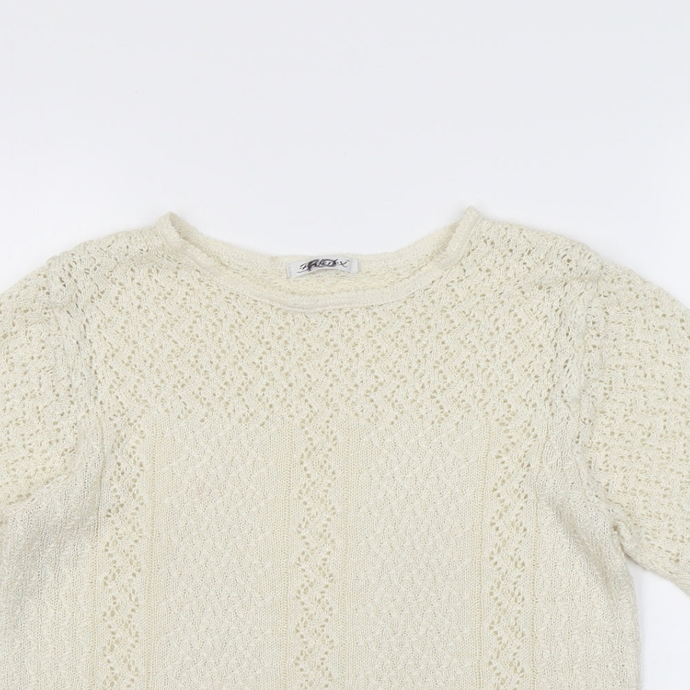 Berkertex Womens Beige Round Neck Acrylic Pullover Jumper Size 14