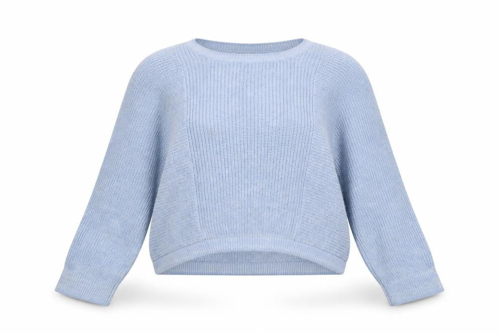 Topshop Womens Blue Round Neck Cotton Pullover Jumper Size 12