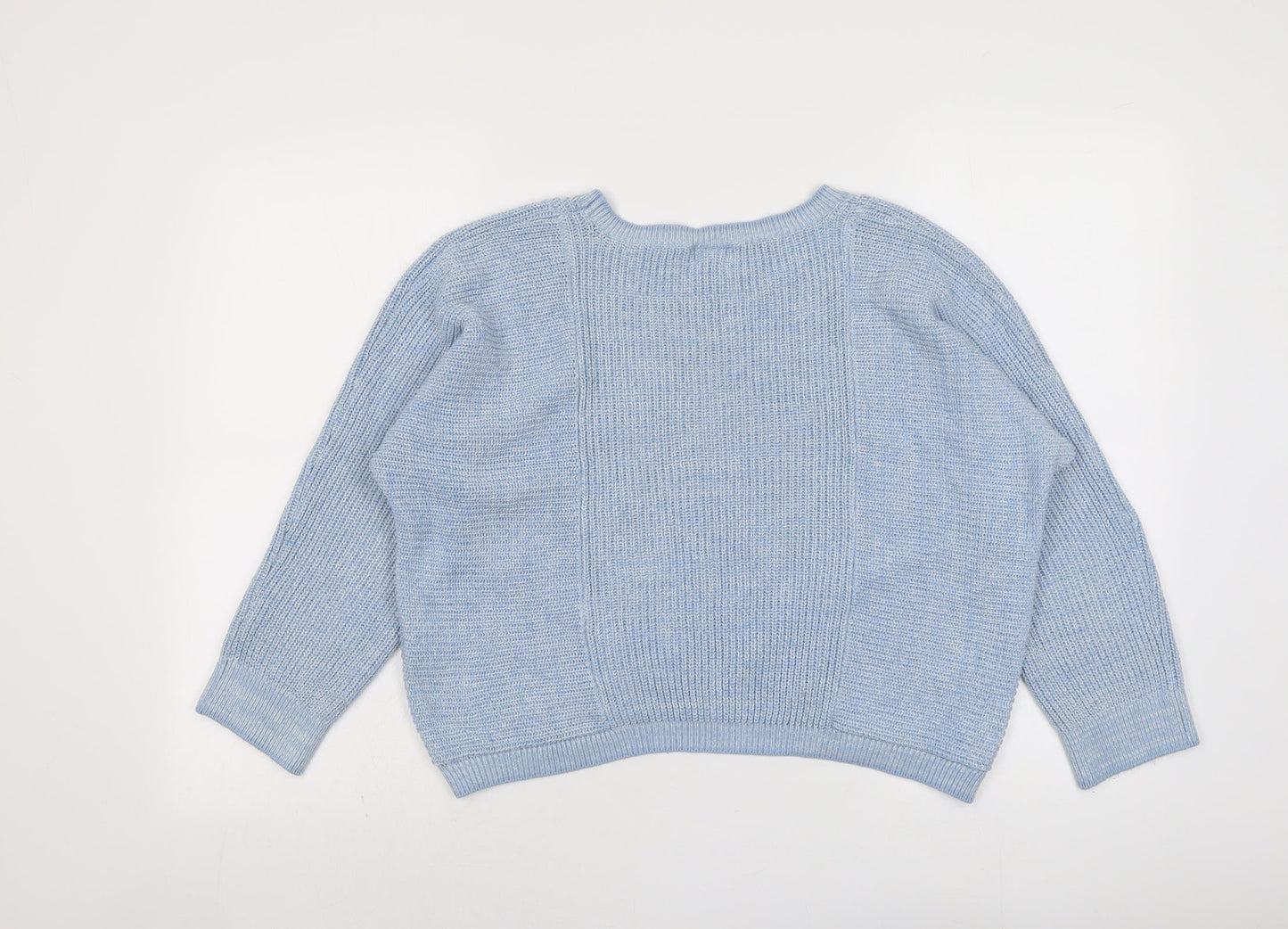 Topshop Womens Blue Round Neck Cotton Pullover Jumper Size 12