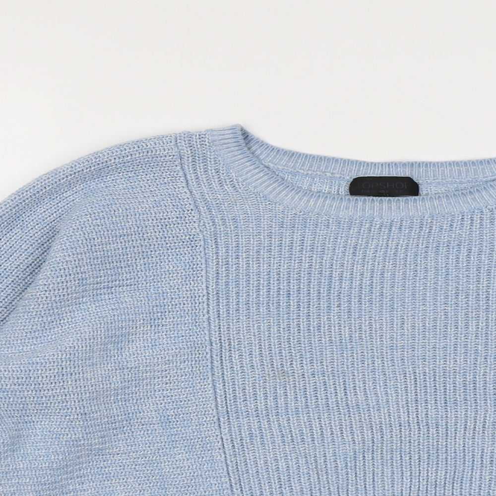 Topshop Womens Blue Round Neck Cotton Pullover Jumper Size 12