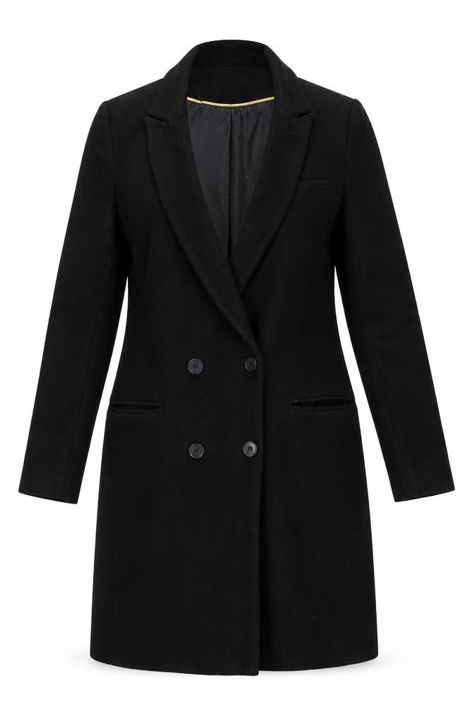Laura Clement Womens Black Overcoat Coat Size 8 Button