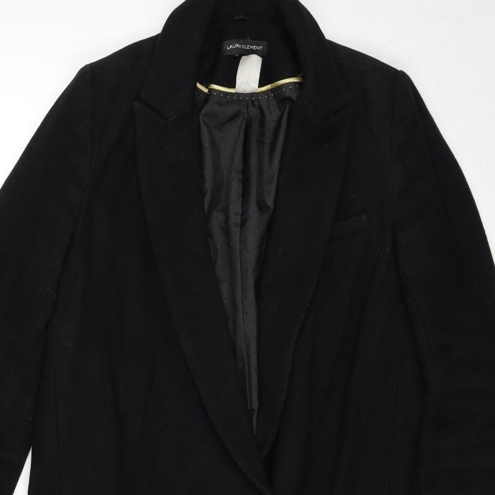 Laura Clement Womens Black Overcoat Coat Size 8 Button