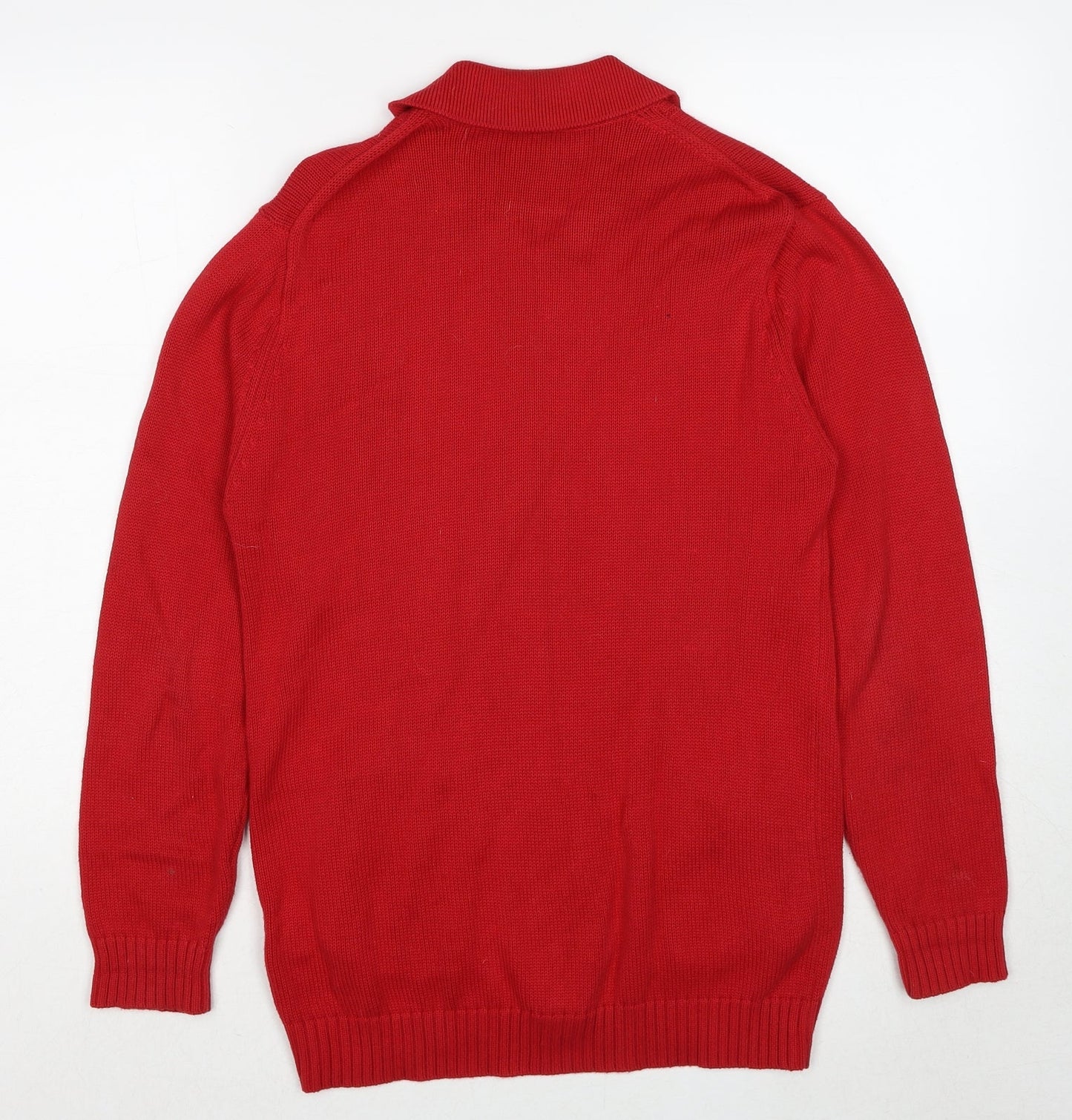 Penny Plain Womens Red Collared Cotton Full Zip Jumper Size S