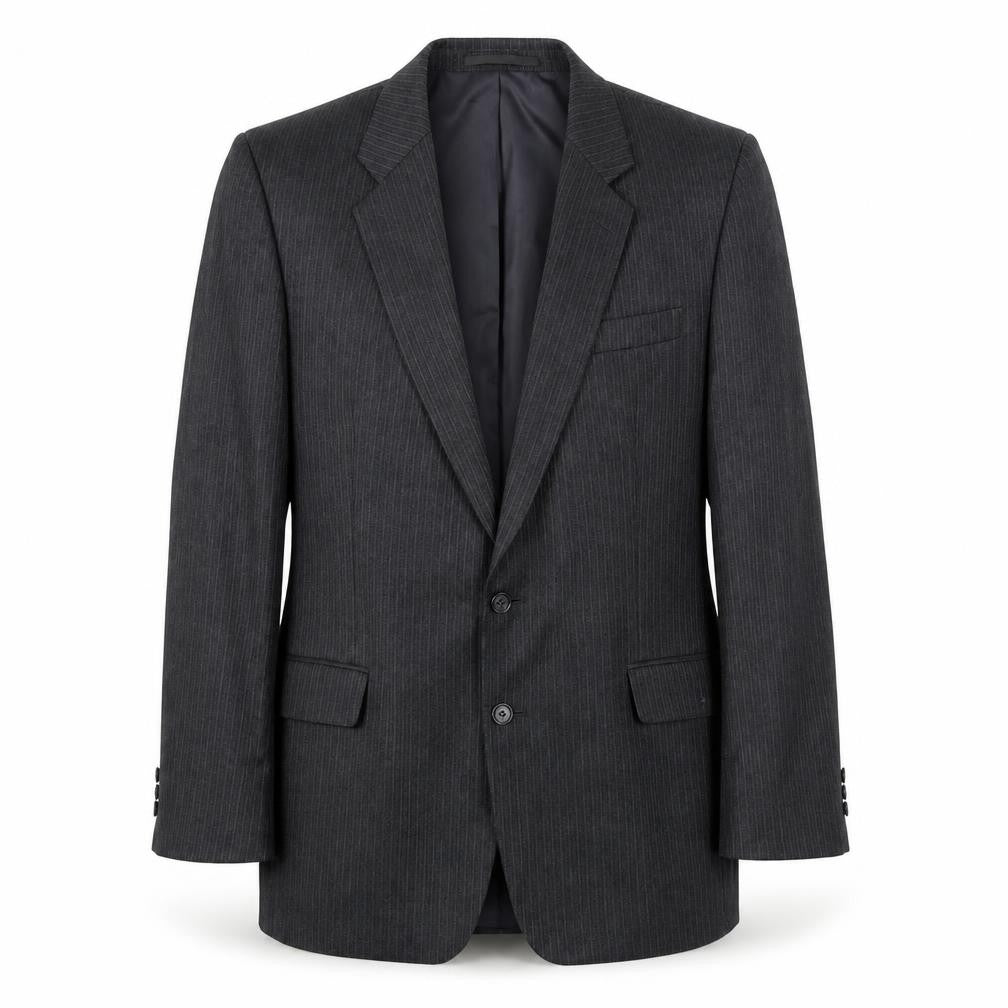 Greenwoods Mens Grey Striped Polyester Jacket Suit Jacket Size 44 Regular