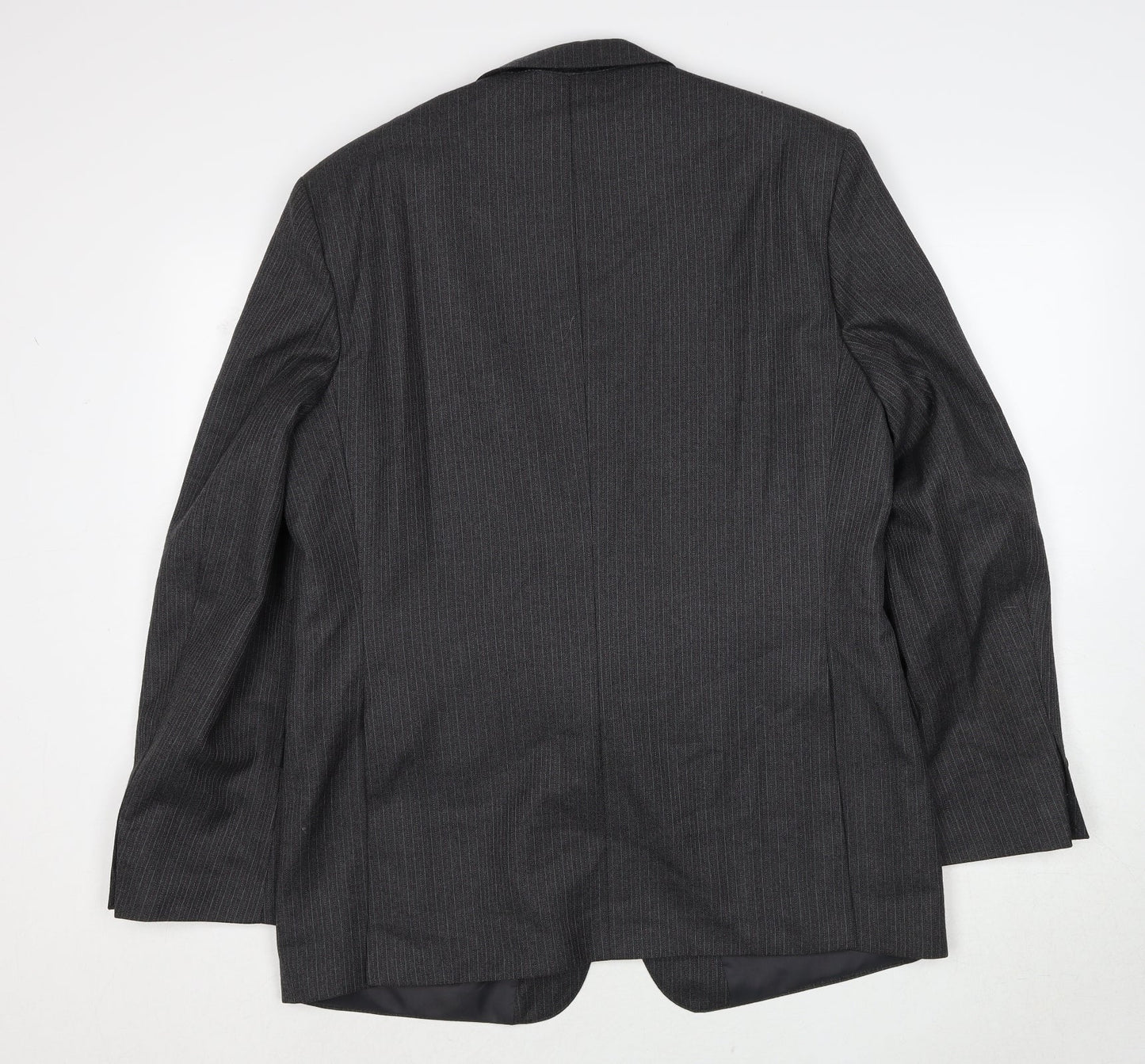 Greenwoods Mens Grey Striped Polyester Jacket Suit Jacket Size 44 Regular
