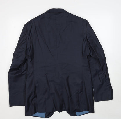 Back view of Autograph men’s blue wool jacket suit jacket, size 40, regular