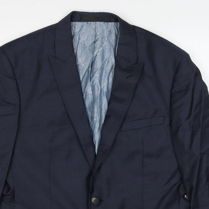 Close-up detail of Autograph men’s blue wool jacket suit jacket, size 40, regular