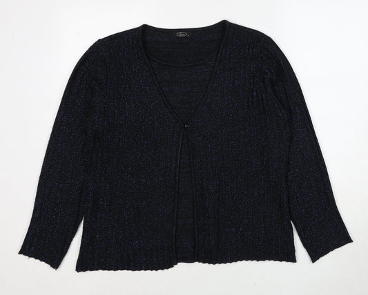 Bonmarché Womens Black V-Neck Acrylic Cardigan Jumper Size M