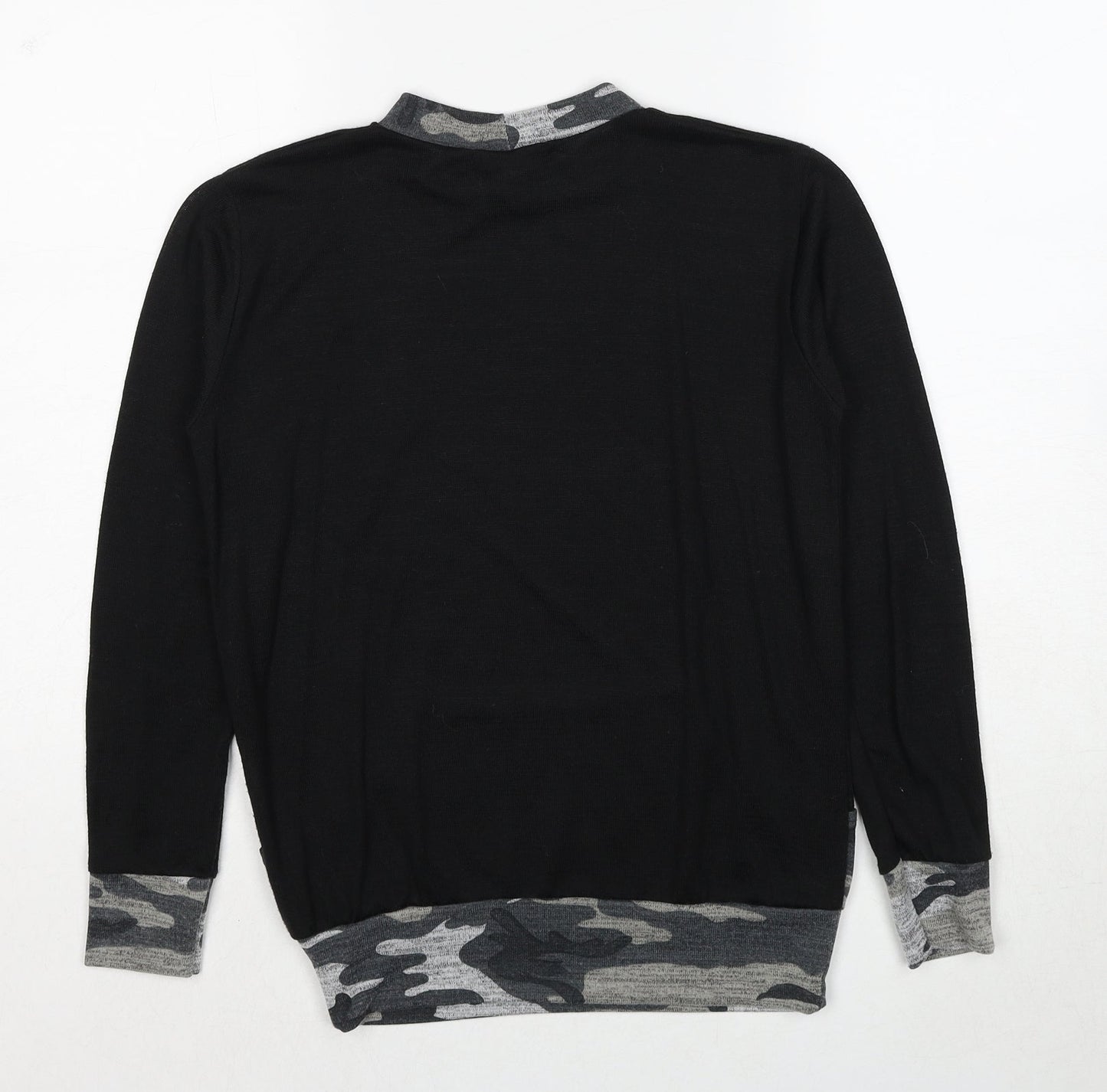 Signature Womens Black Camouflage Polyester Pullover Sweatshirt Size M Pullover