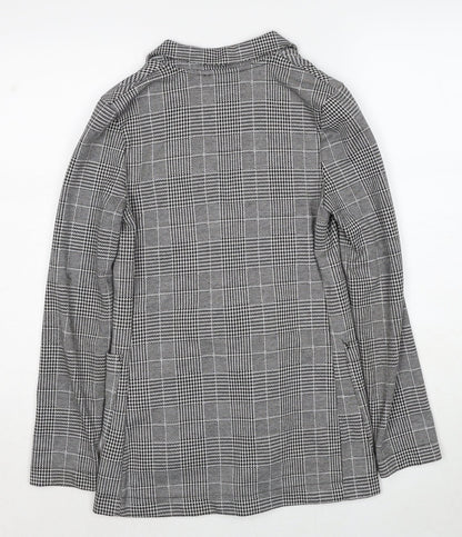 H&M Womens Black Geometric Jacket Blazer Size 4 Button