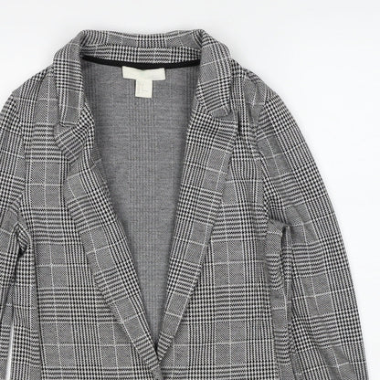 H&M Womens Black Geometric Jacket Blazer Size 4 Button