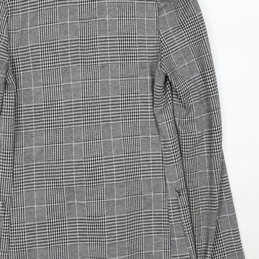 H&M Womens Black Geometric Jacket Blazer Size 4 Button