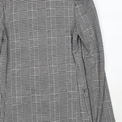 H&M Womens Black Geometric Jacket Blazer Size 4 Button