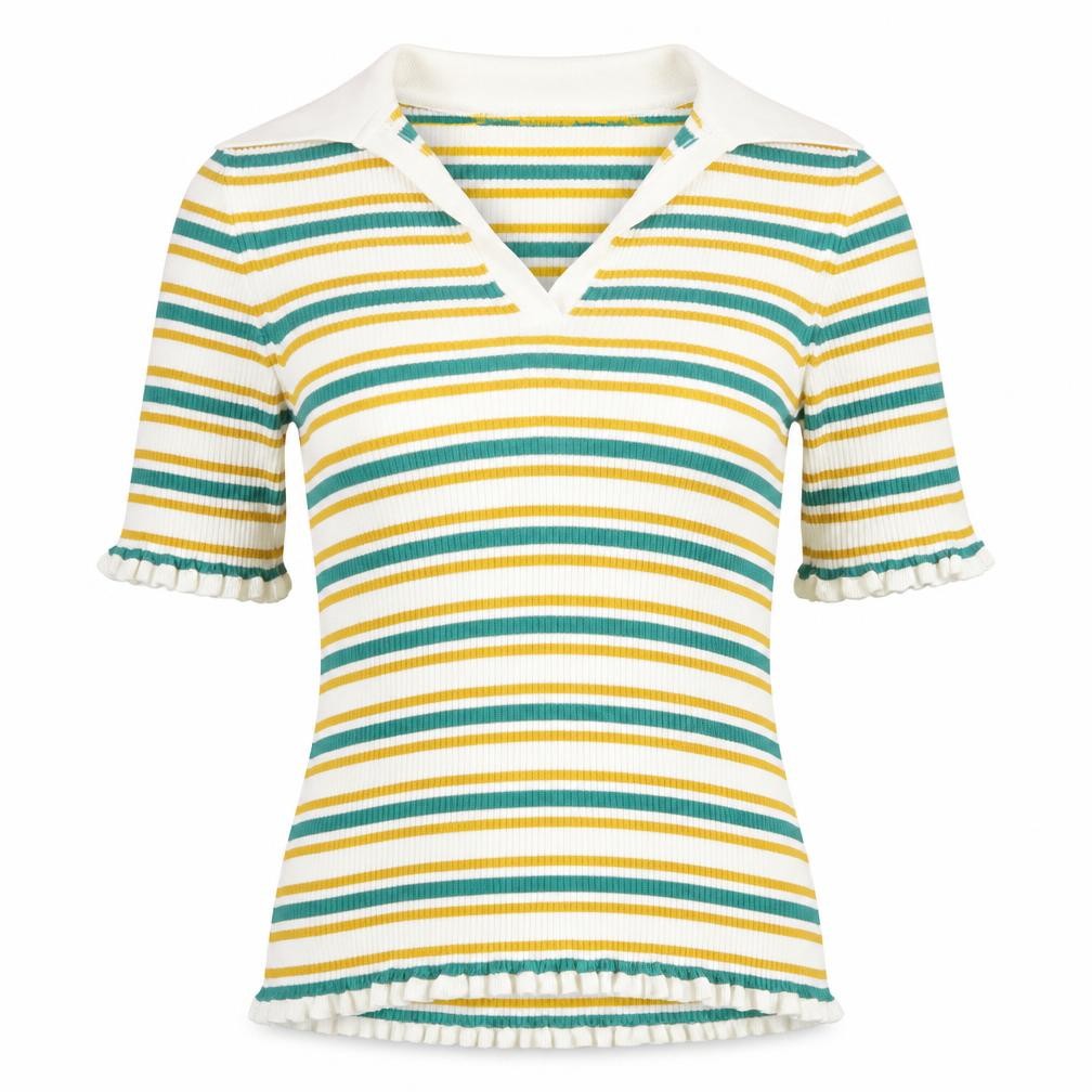 NEXT Womens Multicoloured Collared Striped Viscose Pullover Jumper Size S