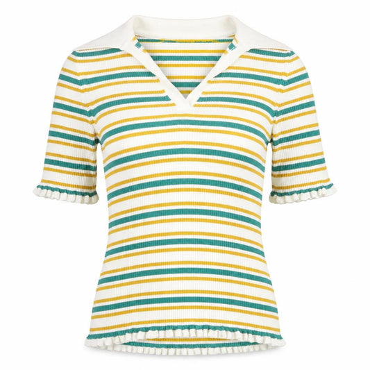 Next Womens Multicoloured Collared Striped Viscose Pullover Jumper Size S