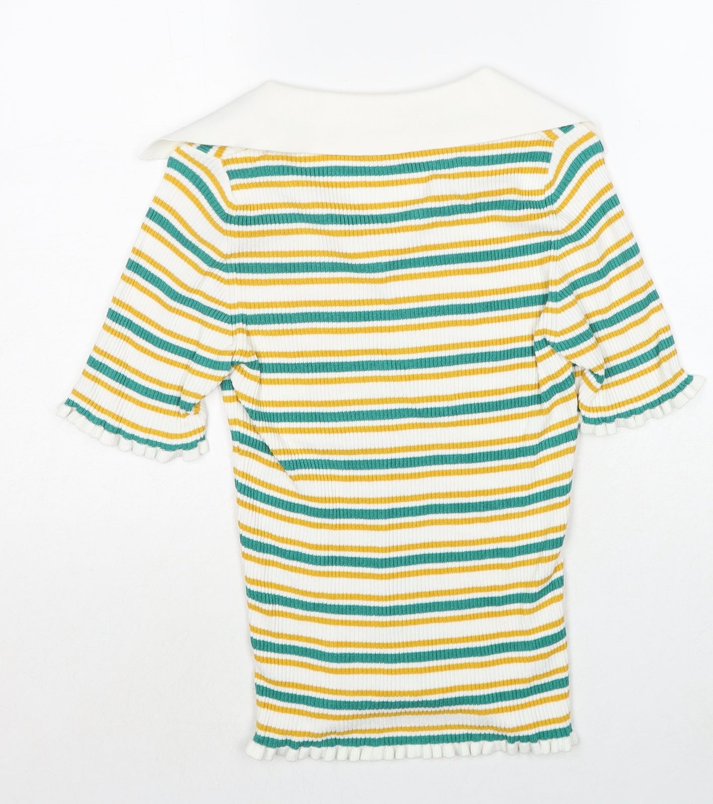 NEXT Womens Multicoloured Collared Striped Viscose Pullover Jumper Size S