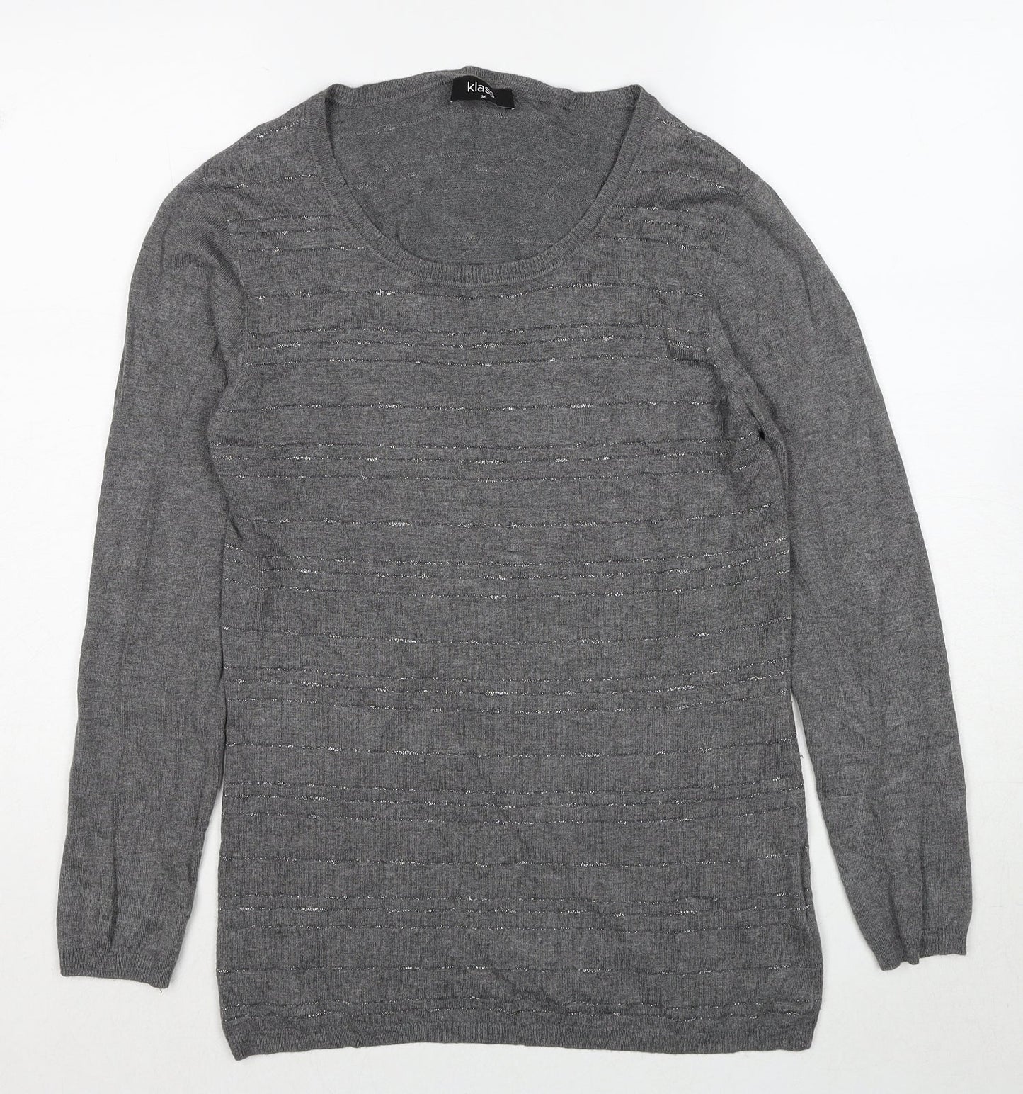Klass Womens Grey Round Neck Viscose Pullover Jumper Size M