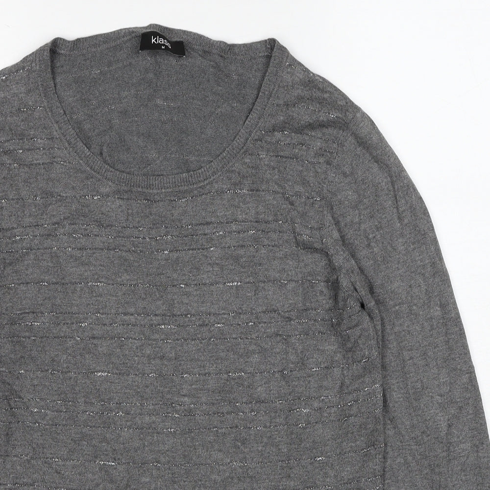 Klass Womens Grey Round Neck Viscose Pullover Jumper Size M