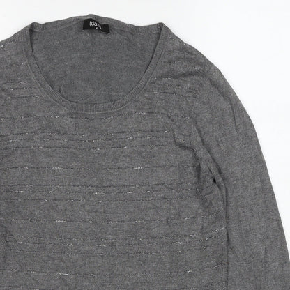 Klass Womens Grey Round Neck Viscose Pullover Jumper Size M