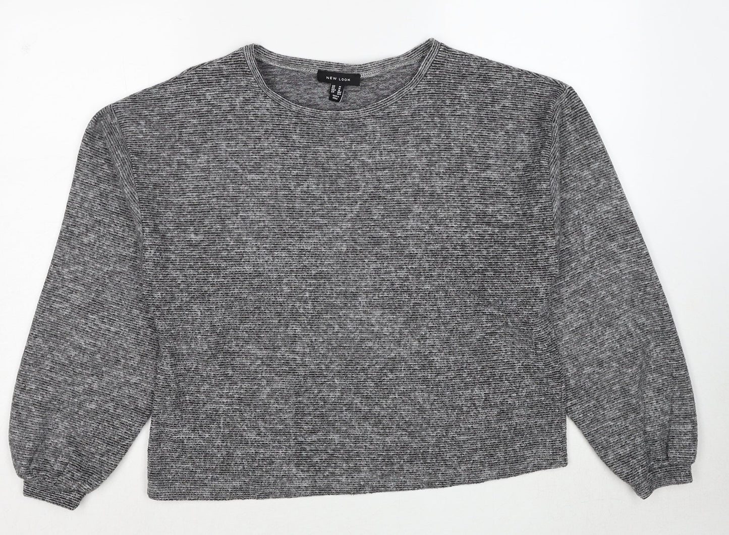 New Look Womens Grey Round Neck Polyester Pullover Jumper Size M
