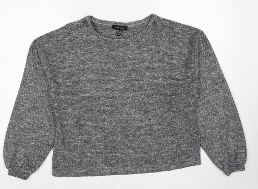 New Look Womens Grey Round Neck Polyester Pullover Jumper Size M