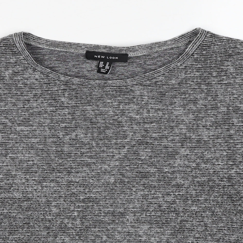 New Look Womens Grey Round Neck Polyester Pullover Jumper Size M