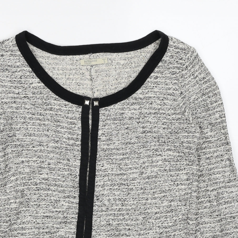 Blanco Tricot Womens Grey Geometric Jacket Size S Hook & Eye