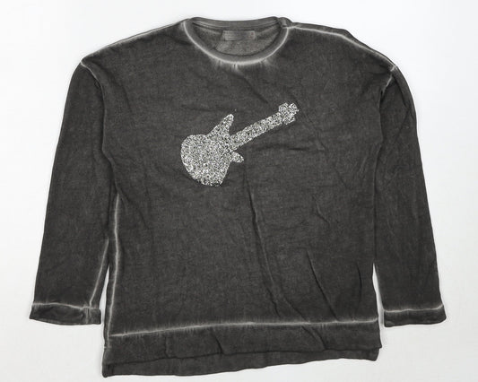 Zara Girls Grey Cotton Pullover Sweatshirt Size 8 Years Pullover