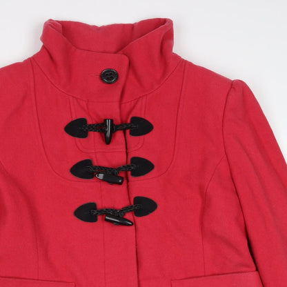 Close-up detail of Red Herring women’s pink jacket, size UK 12, button