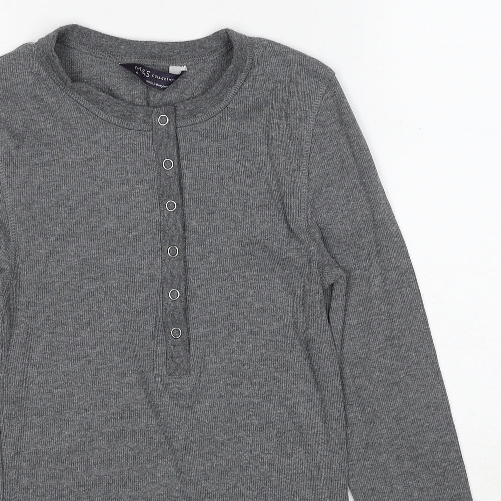 Marks and Spencer Womens Grey Round Neck Polyester Pullover Jumper Size 6