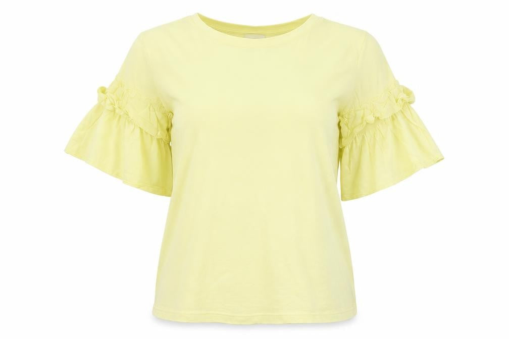 H&M Womens Yellow Cotton Basic T-Shirt Size S Round Neck