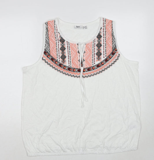 BPC Collection Womens White Cotton Basic Tank Size XL Round Neck