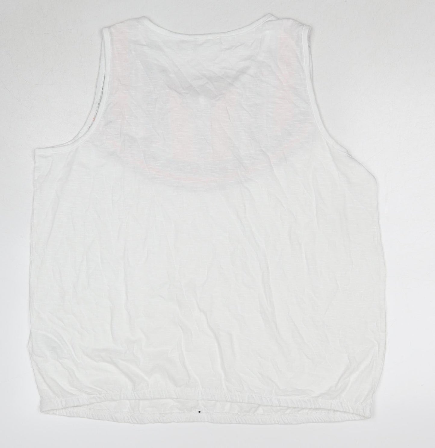 BPC Collection Womens White Cotton Basic Tank Size XL Round Neck