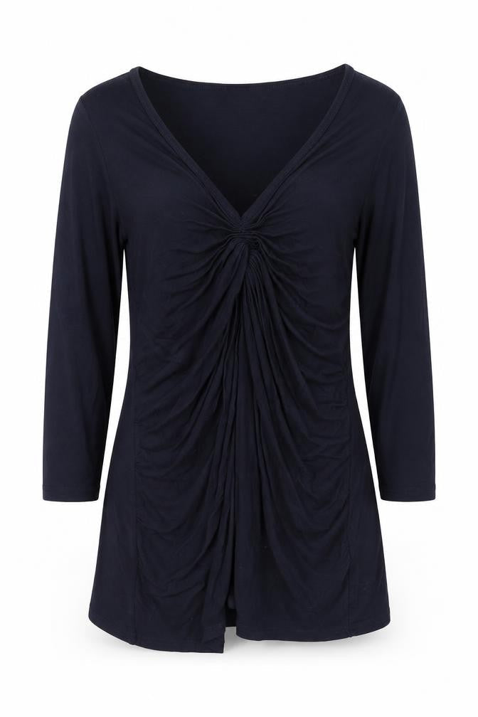 Soaked in Luxury Womens Blue Viscose Basic Blouse Size S V-Neck