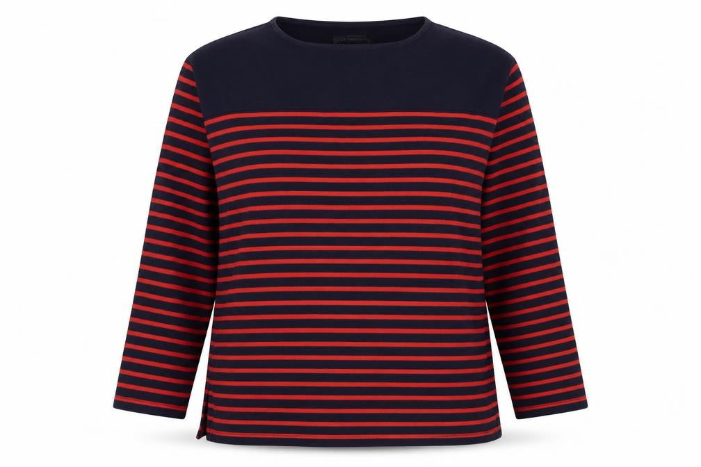 Marks & Spencer Womens Red Striped Cotton Pullover Sweatshirt Size 12 Pullover