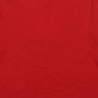 Bonmarché Womens Red Cotton Basic Blouse Size M Round Neck