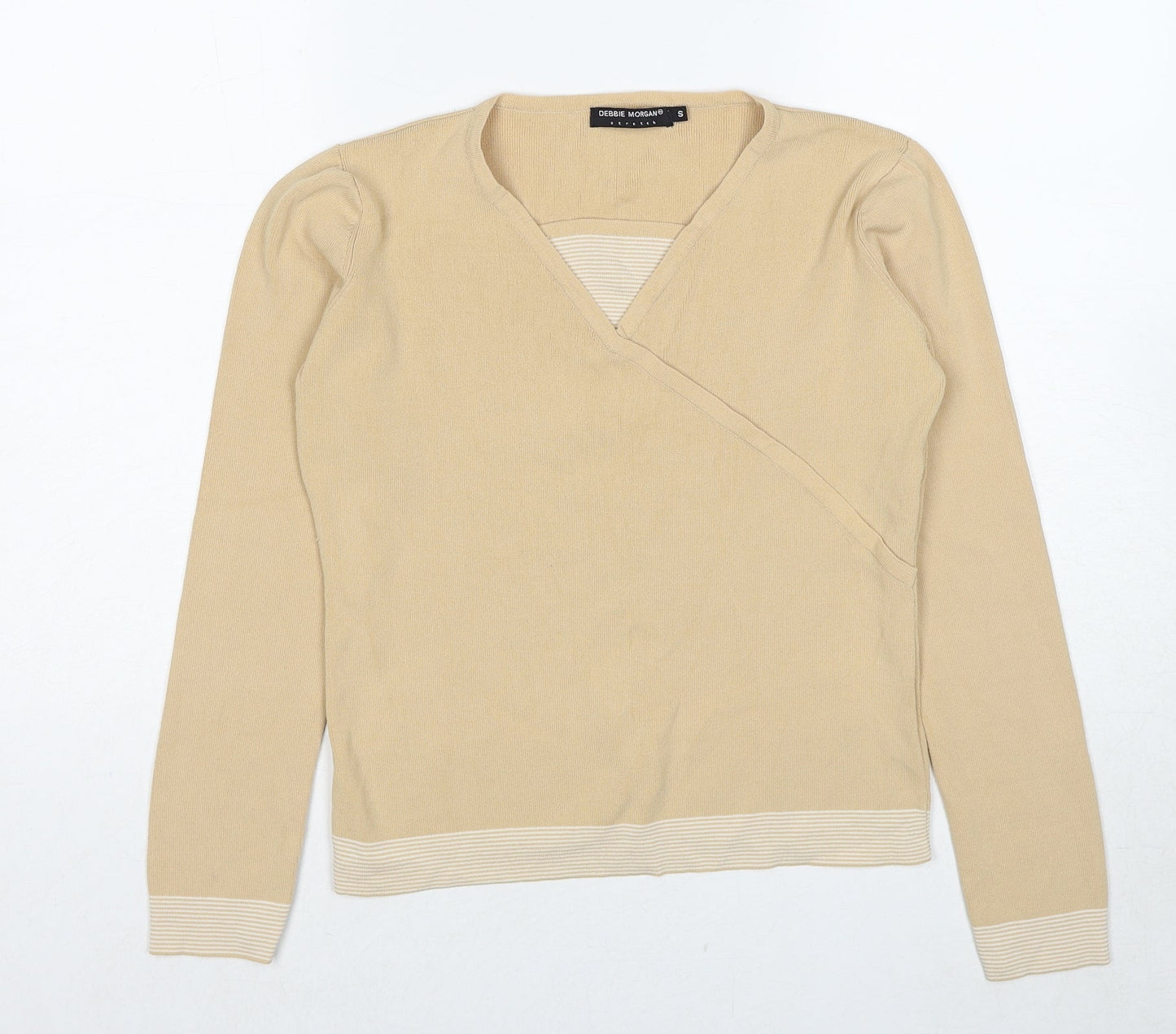 Debbie Morgan Womens Beige Square Neck Viscose Pullover Jumper Size S