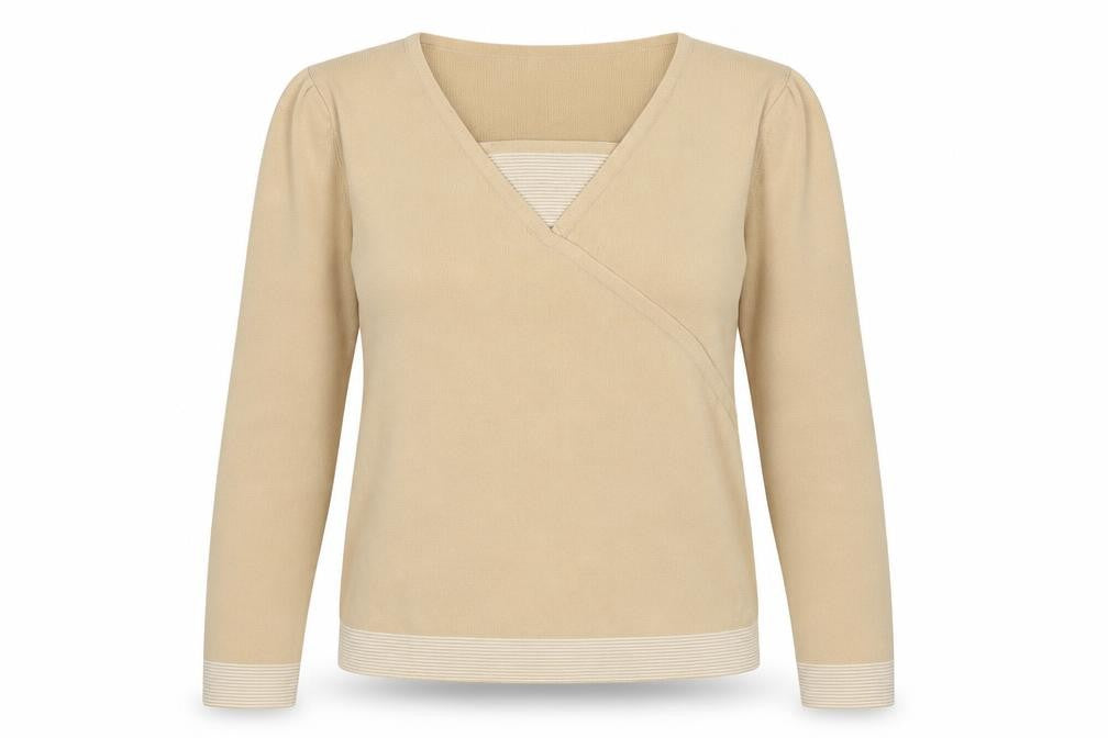 Debbie Morgan Womens Beige Square Neck Viscose Pullover Jumper Size S