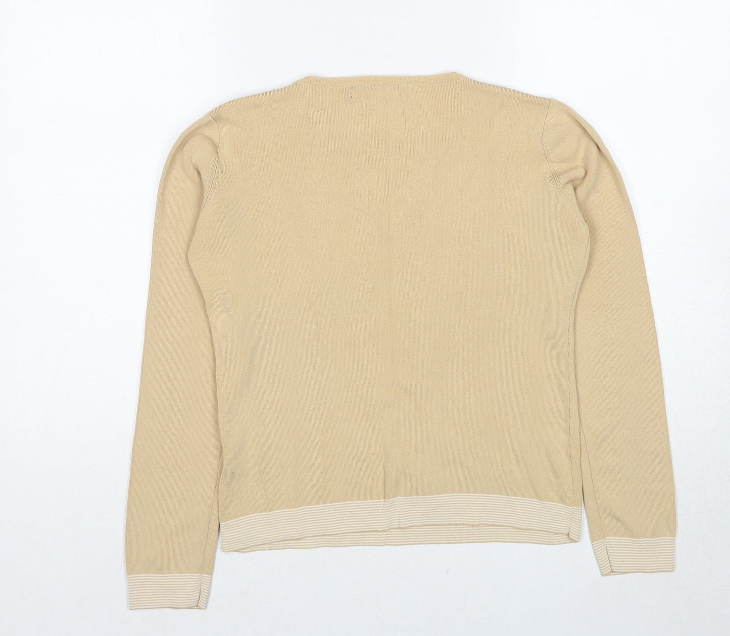 Debbie Morgan Womens Beige Square Neck Viscose Pullover Jumper Size S