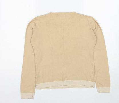 Debbie Morgan Womens Beige Square Neck Viscose Pullover Jumper Size S